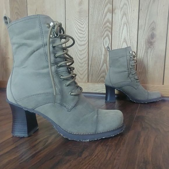 Go Max Shoes - EUC Go Max Green Ankle Moto Heel Combat Boots 7